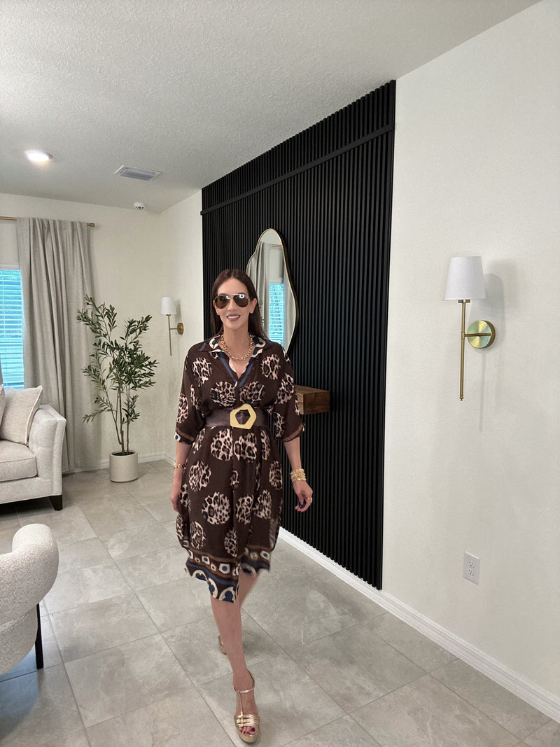 Animal print dress brown