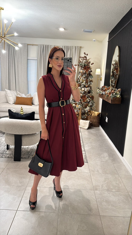 Dress burgundy and black