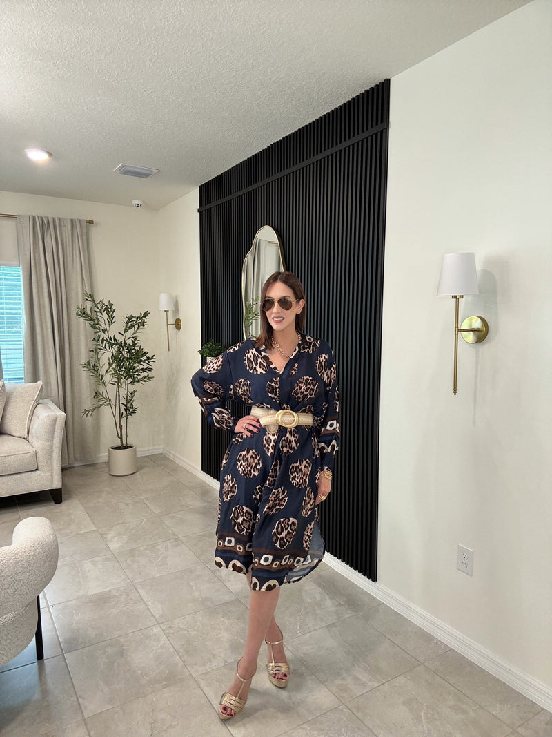 Animal print dress blue