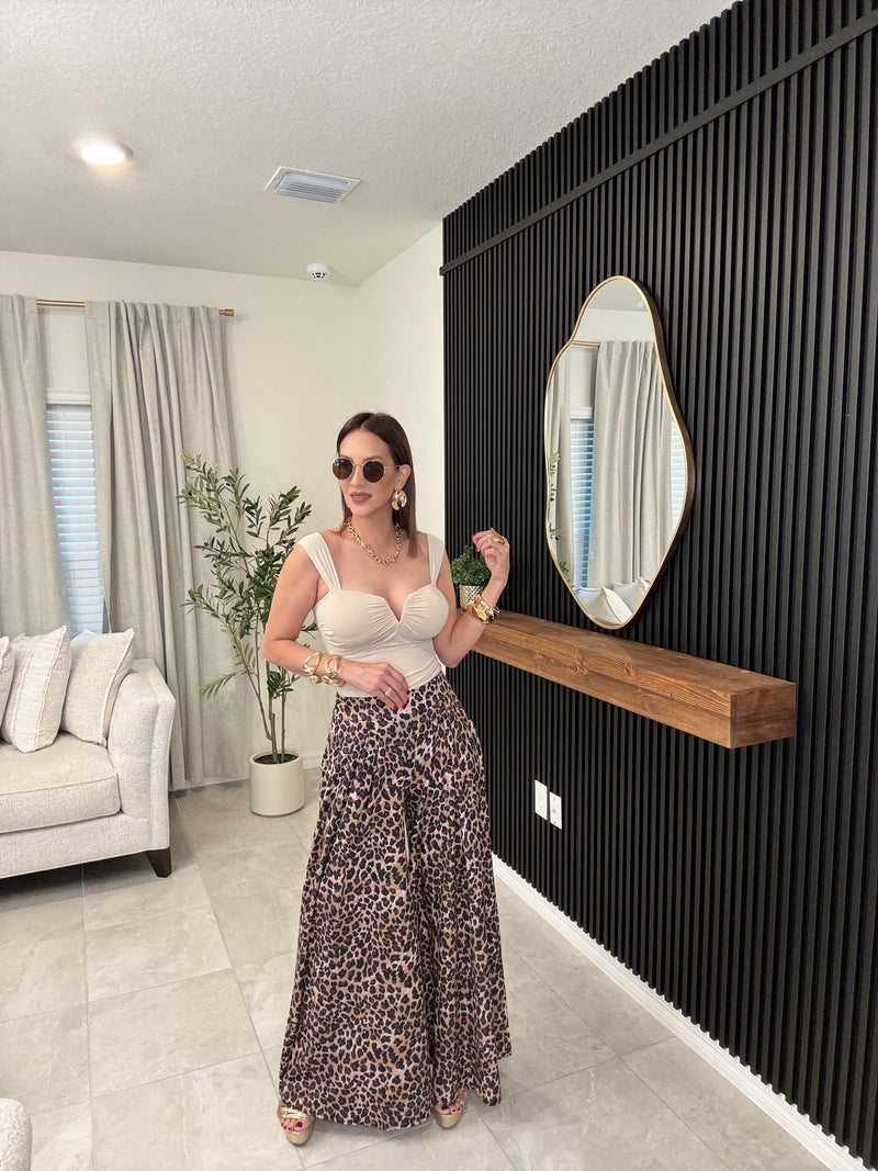 Animal print wide leg palazzo